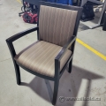 Brown Stripped Fabric with Wood Frame Guest Side Chair