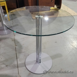 36" Glass Top Bistro Table Chrome Base Counter Tall