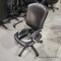 Black Leather High Back Office Task Chair w/ Fixed Arms