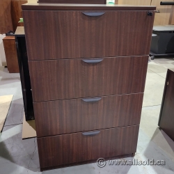 Mahogany 4 Drawer Lateral File Cabinet, Locking