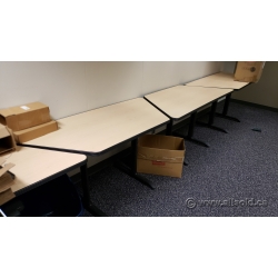 Blonde and Black Angled Trapezoid Training Table