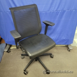 Black Leather Steelcase Think Mesh Back Task Chair