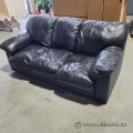 Black Leather 3 Seat Sofa Reception Couch