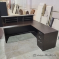 Espresso Reception L-Suite Desk w/ Transaction Counter & Ped
