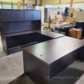 Espresso U-Suite Desk w/Overhead & File Storage