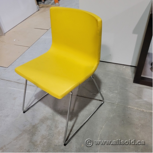 Ikea Bernhard Yellow Stacking Leather Guest Chair Allsold