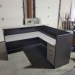 Grey Reception Desk w/ Transaction Counter & Pedestal