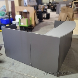 Grey Reception Desk w/ Transaction Counter & Pedestal