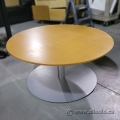36in Simo Maple Round Side Coffee Table w/ Grey Base