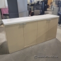 Blonde 4 Door Credenza Storage Cabinet w/ Light Granite/Stone