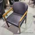 Black Leather Office Guest Chair w/ Oak Wood Frame