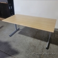 Blonde Straight Desk Training Table w/ Grey Legs