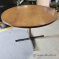 Oak 42" Round Meeting Table w/ Black Legs