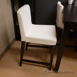White Fabric Bar Height Bistro Stool Dining Chair