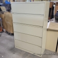 Beige 5 Drawer Flip Front Lateral File Cabinet, Locking