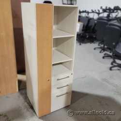 Haworth White and Light Maple Wardrobe Storage Cabinet Tower