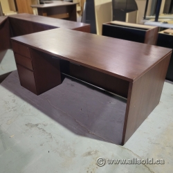Mahogany Straight Desk w/ Client Knee Space and Single Pedestal