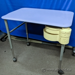 Blue Herman Miller Height Adj Rolling Work Table w/ Part Shelves