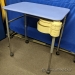 Blue Herman Miller Height Adj Rolling Work Table w/ Part Shelves