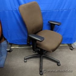 Brown Fabric Office Meeting Chair w/ Adjustable Arms