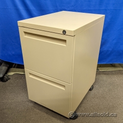 Tan 2 Drawer Under Desk Letter Pedestal Cabinet, Locking