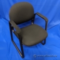 Black Fabric Office Guest Chair with Sleigh Base