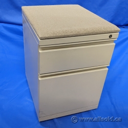 Grey Meridian 2 Drawer Rolling Pedestal Cabinet w/ Cushion Top