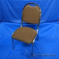 Brown Armless Guest Side Chair with Chrome Frame