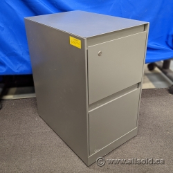 Grey Steelcase 2 Drawer Pedestal File Cabinet, Locking