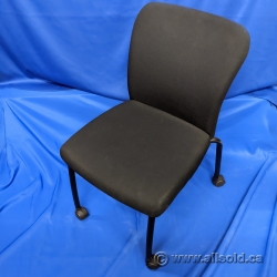 Haworth Black Rolling Office Stacking Guest Chair