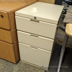 Tan Teknion 3 Drawer Pedestal File Cabinet, Locking