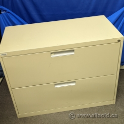 Beige Artopex 2 Drawer Lateral File Cabinet, Locking