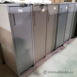 65" Grey & Beige Single Door Wardrobe Storage Cabinet