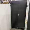2 Door Black Metal Storage Cabinet w/ Adjustable Shelves