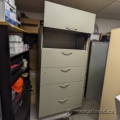 Tan Steelcase 5 Drawer Lateral File Cabinet w/ Wing Top Drawer