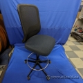 Blue and Mesh Height Adjustable Rolling Drafting Stool Chair