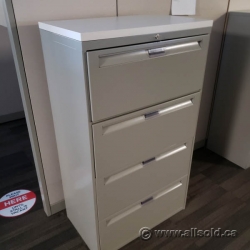 30" Grey Steelcase 4 Drawer Lateral File Cabinet, Off White Top