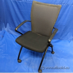 Haworth X99 Seminar Black Seat Mesh Back Nesting Guest Chair