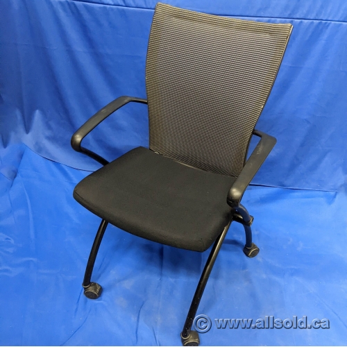 Haworth X99 Seminar Black Seat Mesh Back Nesting Guest Chair Allsold Buy Sell Used Office Furniture Calgary
