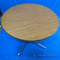 36" Brown Round Table with Chrome Base