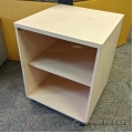 Blonde Rolling Storage Shelf Bookcase w/ Rear Wire Access Holes