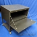 Grey Rolling Copier Stand w/ Drop Door Shelf and Bottom Tray