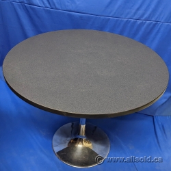36" Grey Surface w/ Black Trim Round Meeting Office Table