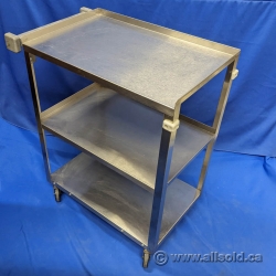 Silver 3 Tier Mobile Utility Cart with Semi-Lipped Shelves