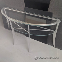 Glass and Metal Hallway Console Table w/ Lower Shelf 54" x 16"