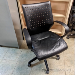 Black Leather Keilhauer Gas Adjustable Task / Office Chair