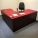 Cherry and Black L-Suite Desk with Rounded Inner Corner