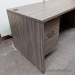 Grey Walnut Straight Desk w/ Client Knee Space & Single Pedestal