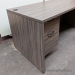 Grey Walnut Straight Desk w/ Client Knee Space & Single Pedestal