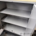 Teknion Grey 2 Door Storage Cabinet w/ Blonde Laminate Top